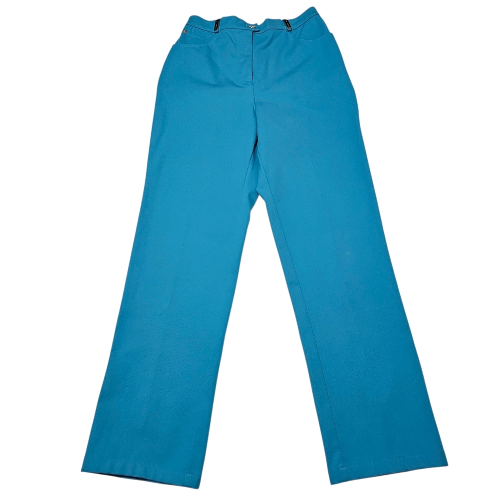 St. John Sport Straight Leg Blue Coastal Brights Old Money Pants Sz 8